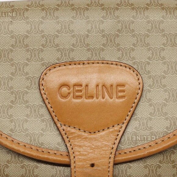 CELINE Macadam Canvas Shoulder Bag Beige Gold Auth - Picture 6 of 16